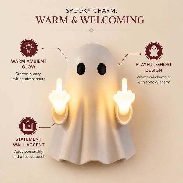 Halloween Ghost Middle Finger Glow Night Light