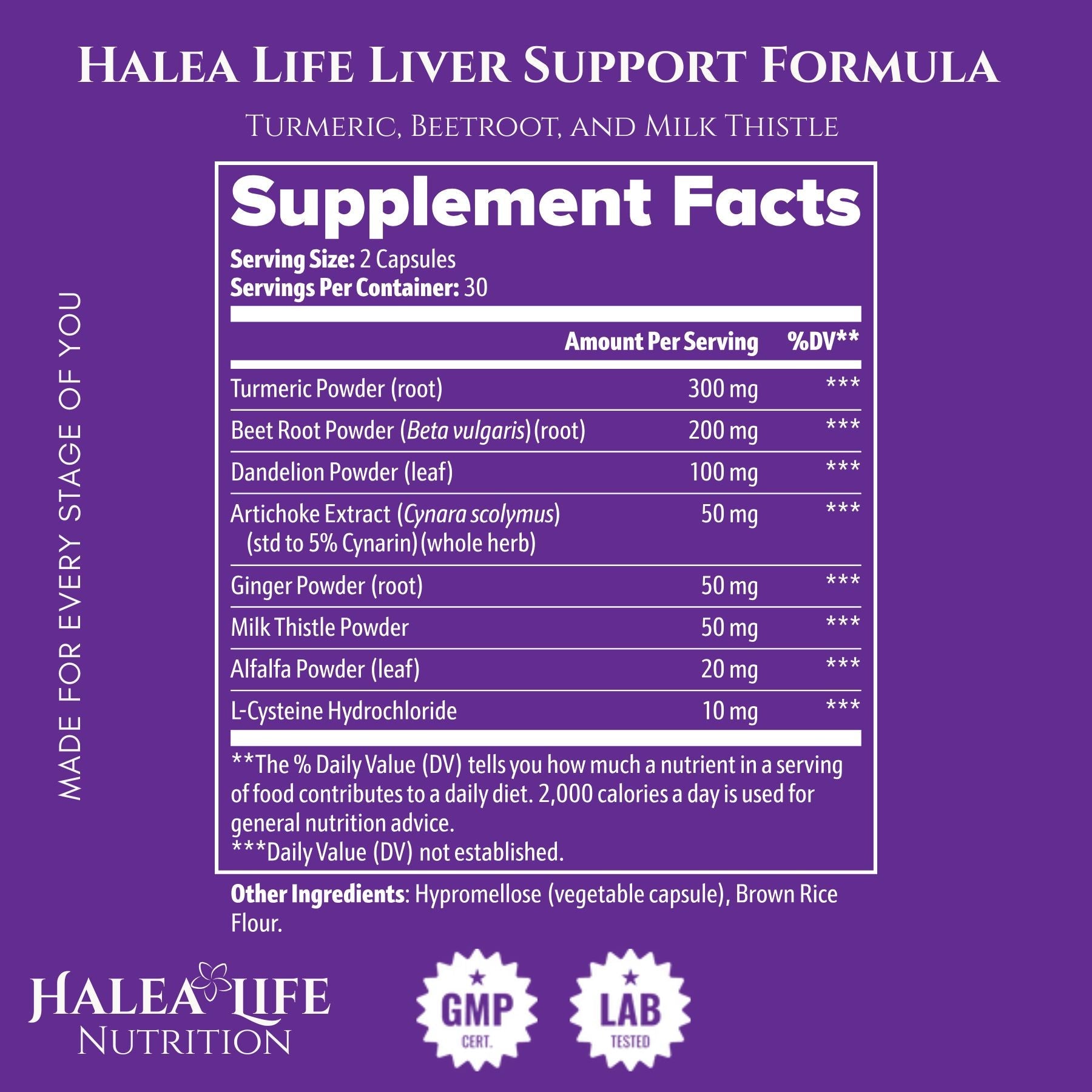 Liver Support Capsules – Turmeric, Milk Thistle, Artichoke Extract 5% Cynarin, Dandelion, Beet Root, L-Cysteine, 30 Servings