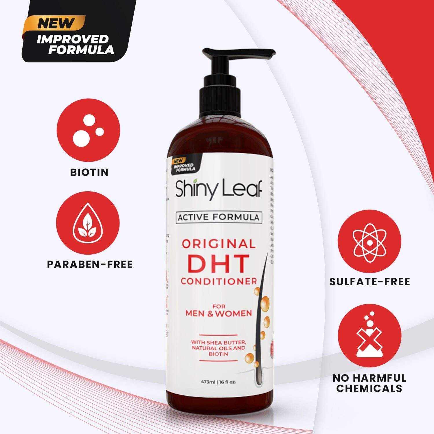 DHT Blocker Anti Hair Loss Shampoo and Conditioner set with Biotin (2 x 16 Oz)
