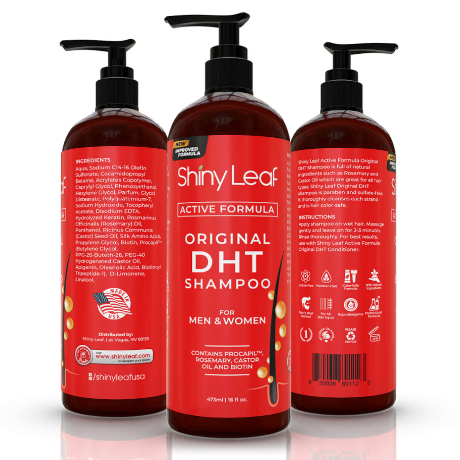 DHT Blocker Anti Hair Loss Shampoo and Conditioner set with Biotin (2 x 16 Oz)