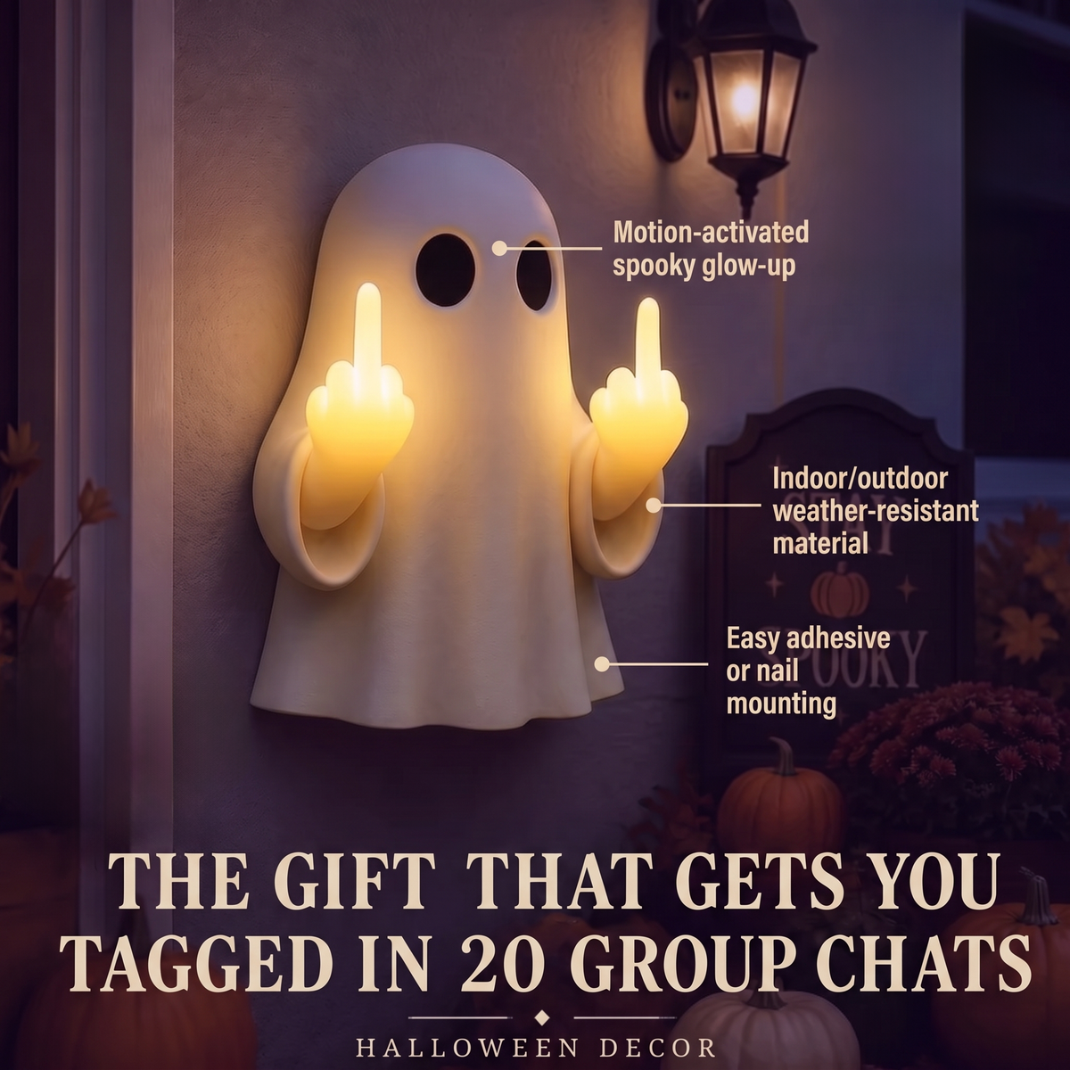 Halloween Ghost Middle Finger Glow Night Light