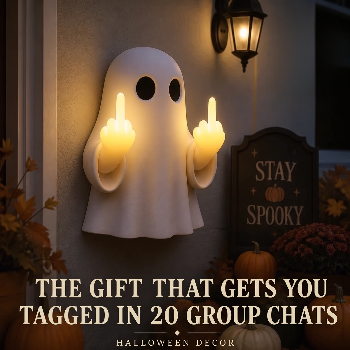 Halloween Ghost Middle Finger Glow Night Light