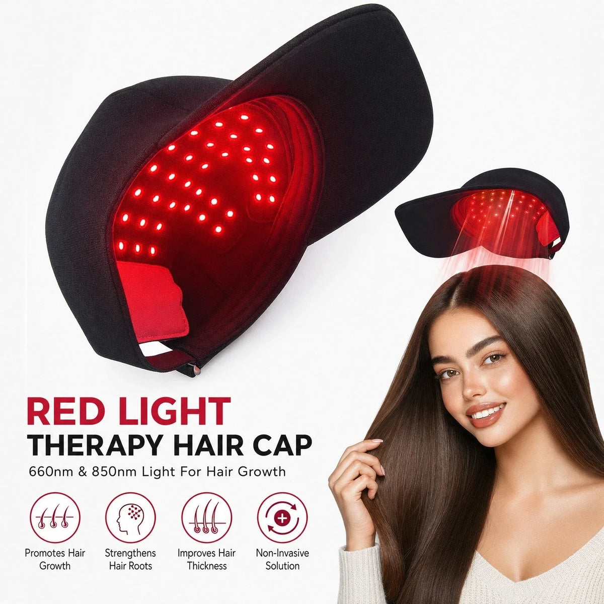 LED Light Therapy Hair Growth Cap Wearable